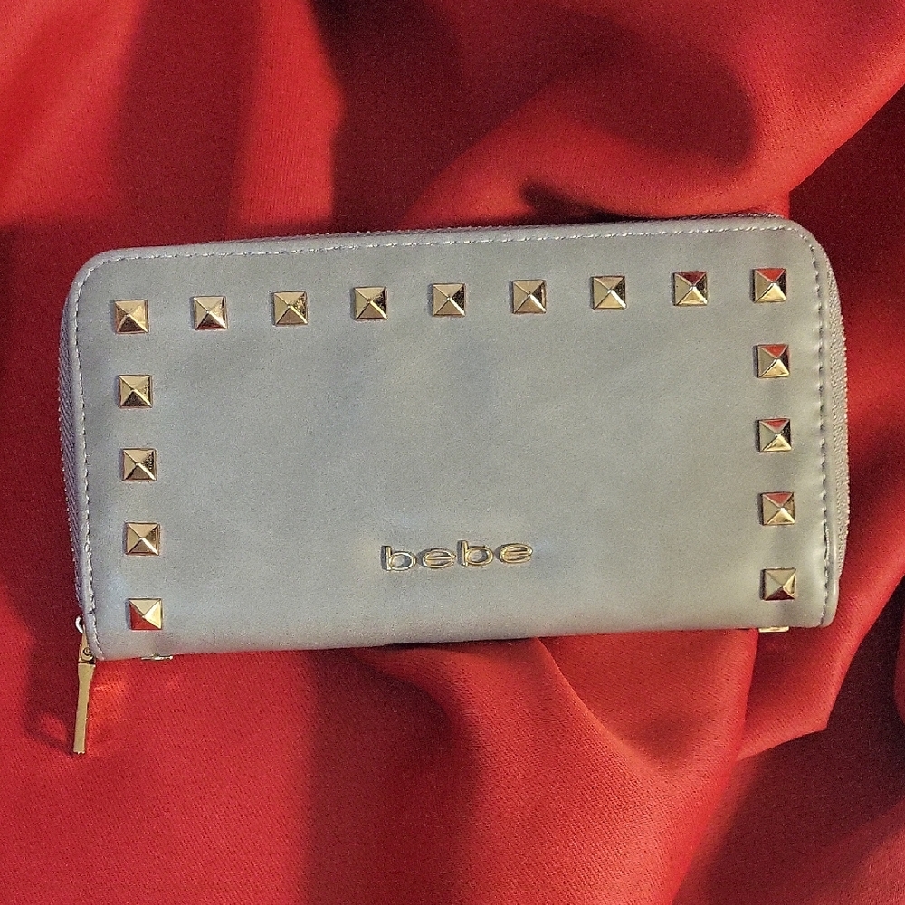 Bebe Silver Wallet with Gold Studs